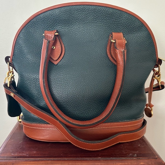 Vintage 1980s Dooney & Bourke All Weather Leather Green/Brown Purse - Picture 4 of 11
